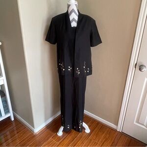 Sleeve Dress with Jacket - Embroidered w/ Button Details - Size: 16